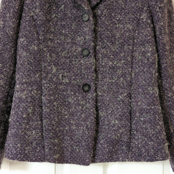 Jones New York 90's Vintage Wool & Silk Speckled Twill Blazer Jacket Purple 6 - Picture 8 of 14